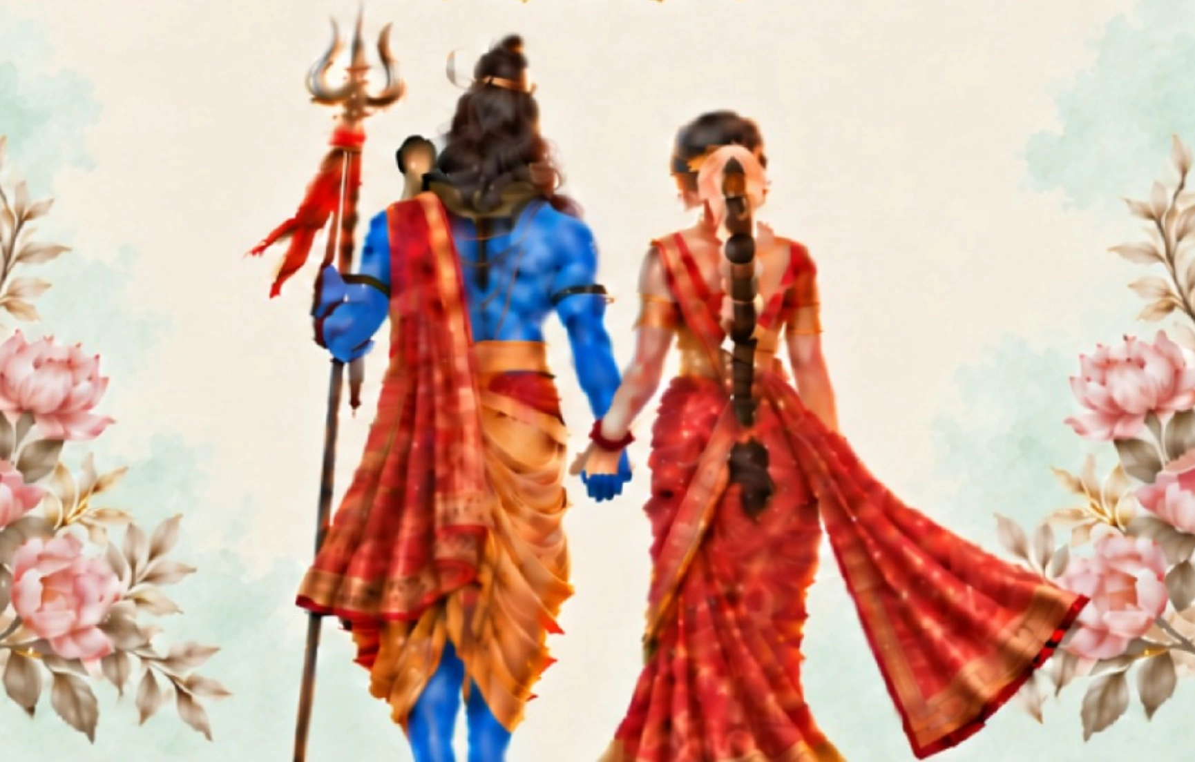 Shiva and Parvati walking hand in hand